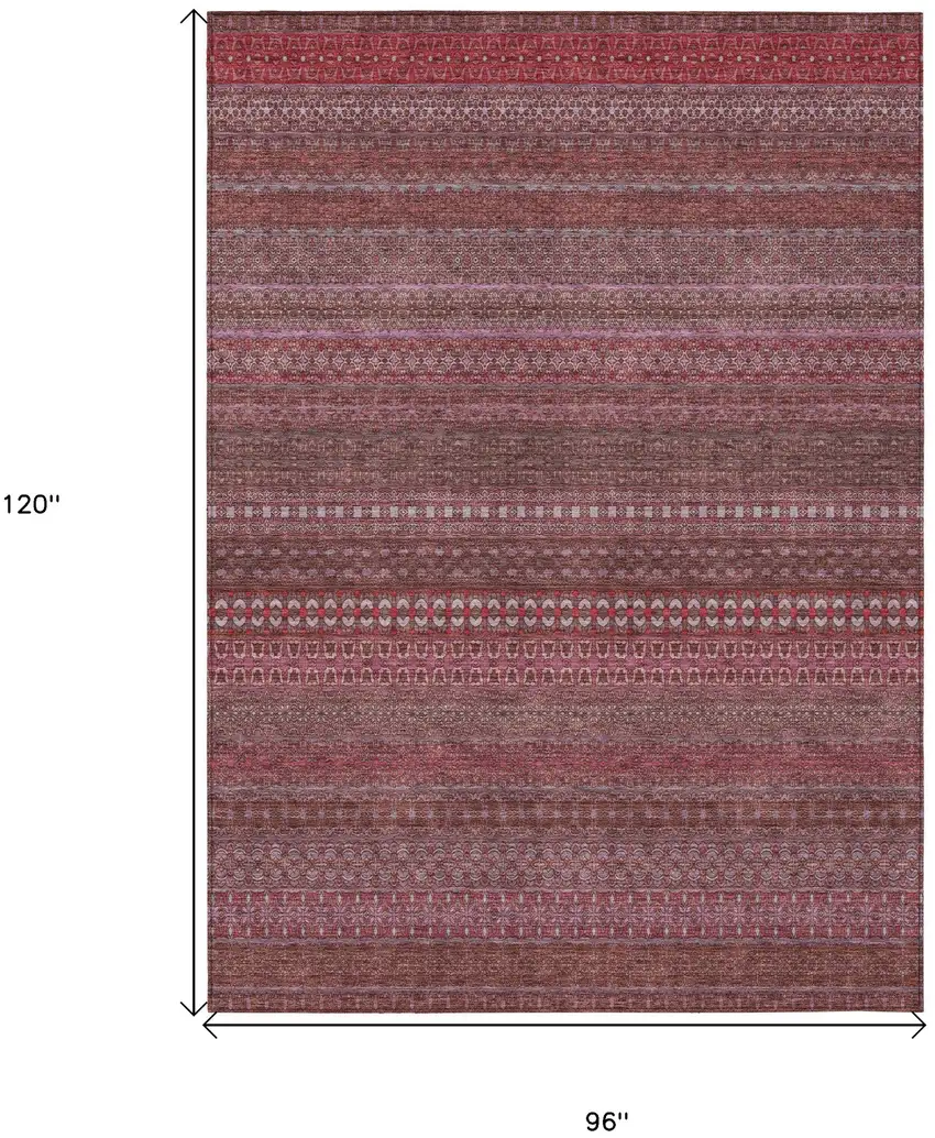 Merlot Striped Washable Non Skid Indoor Outdoor Area Rug Photo 3