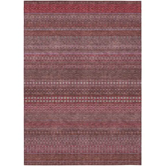 Merlot Striped Washable Non Skid Indoor Outdoor Area Rug Photo 2