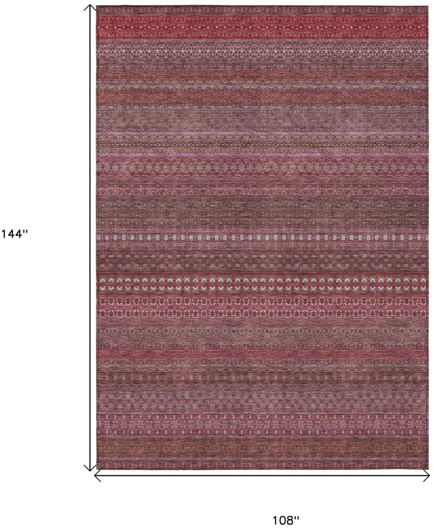 Merlot Striped Washable Non Skid Indoor Outdoor Area Rug Photo 3
