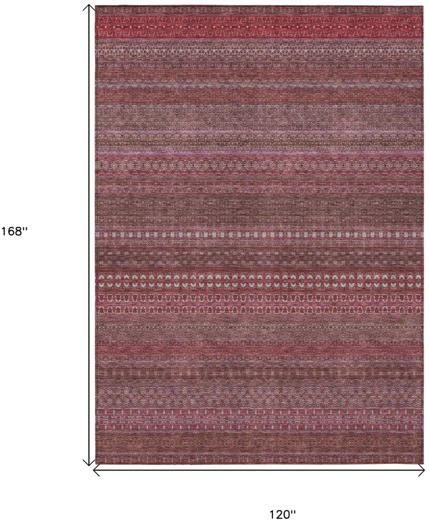 Merlot Striped Washable Non Skid Indoor Outdoor Area Rug Photo 3