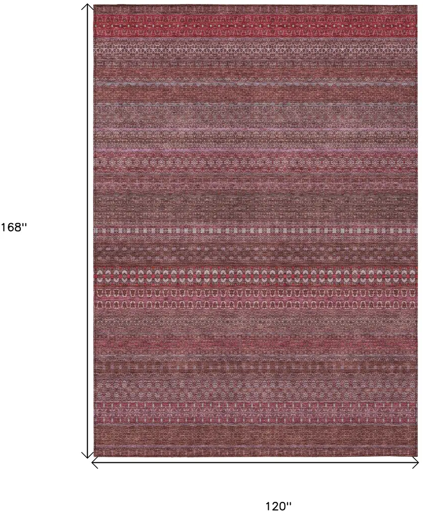 Merlot Striped Washable Non Skid Indoor Outdoor Area Rug Photo 3