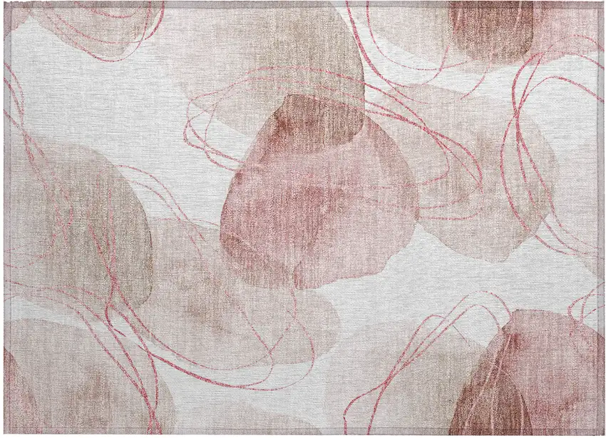 Merlot and Ivory Abstract Washable Non Skid Indoor Outdoor Area Rug Photo 2