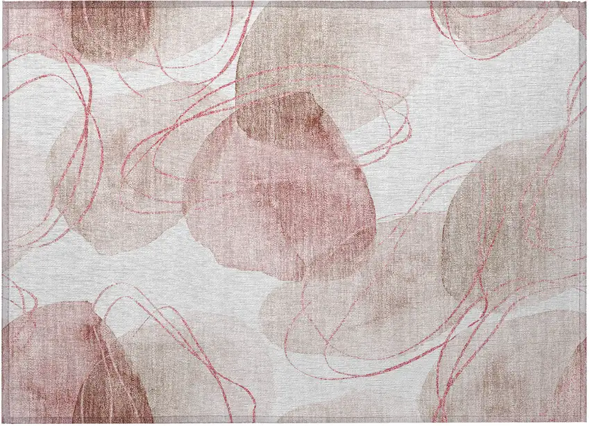 Merlot and Ivory Abstract Washable Non Skid Indoor Outdoor Area Rug Photo 5