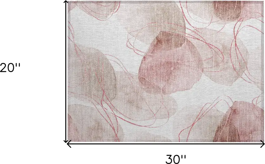 Merlot and Ivory Abstract Washable Non Skid Indoor Outdoor Area Rug Photo 3