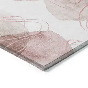 Photo of Merlot and Ivory Abstract Washable Non Skid Indoor Outdoor Area Rug