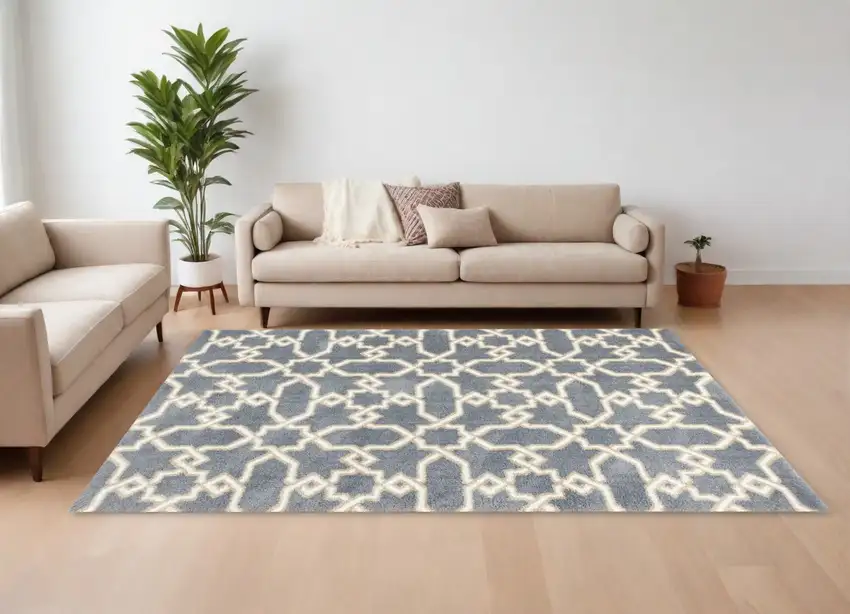 Microfiber Slate Blue Area Rug Photo 2