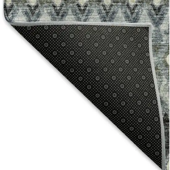 Midnight And Gray Tribal Washable Area Rug With UV Protection Photo 8