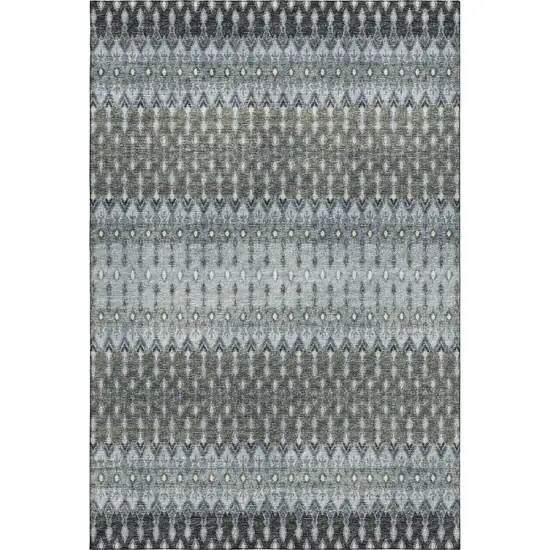 Midnight And Gray Tribal Washable Area Rug With UV Protection Photo 2