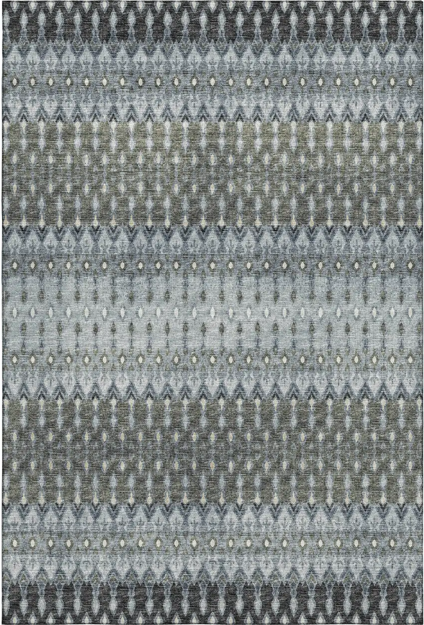 Midnight And Gray Tribal Washable Area Rug With UV Protection Photo 2