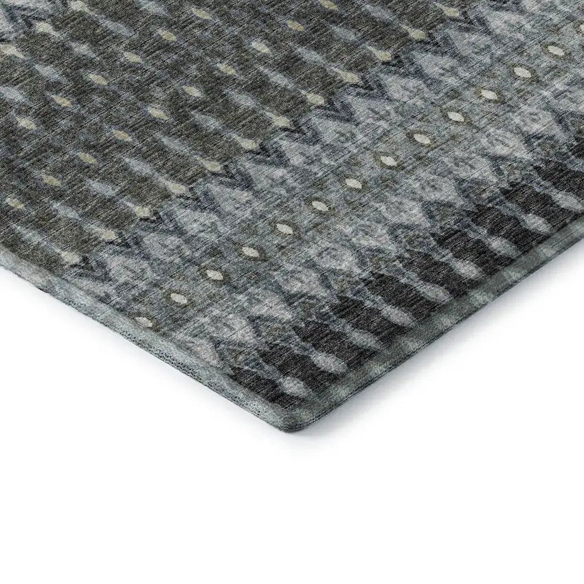 Midnight And Gray Tribal Washable Area Rug With UV Protection Photo 9