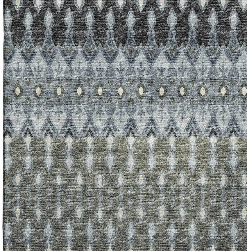 Midnight And Gray Tribal Washable Area Rug With UV Protection Photo 5