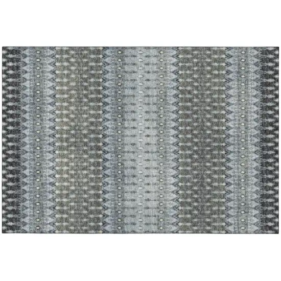 Midnight And Gray Tribal Distressed Washable Area Rug With UV Protection Photo 2