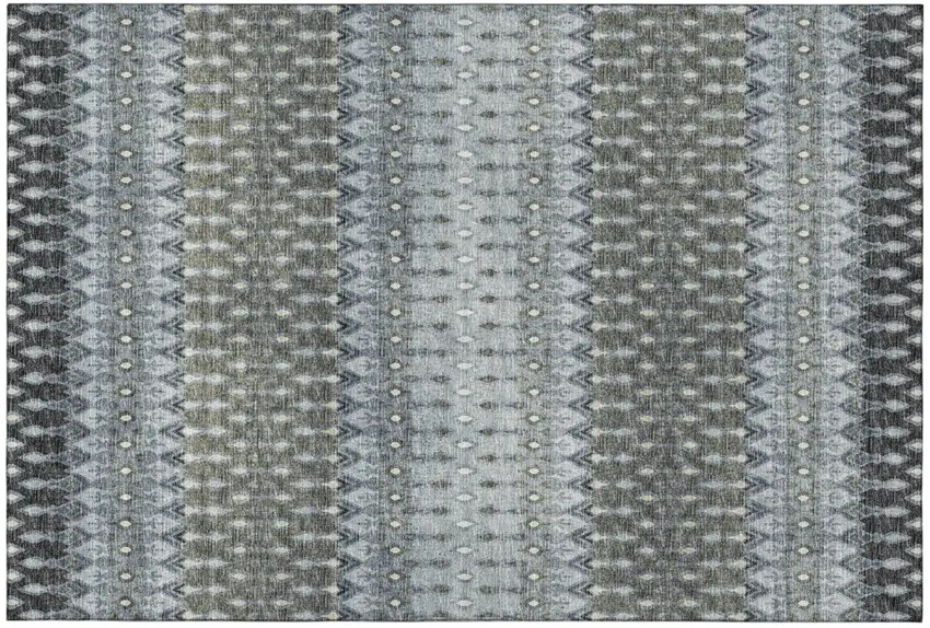 Midnight And Gray Tribal Distressed Washable Area Rug With UV Protection Photo 2