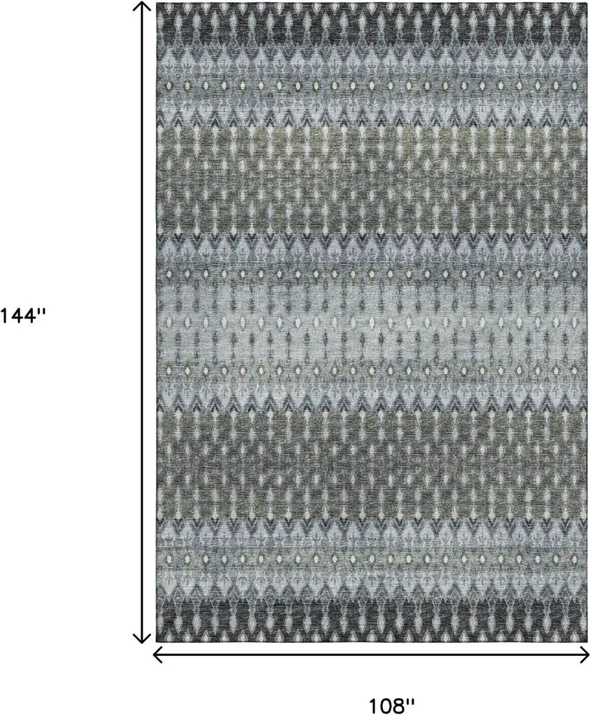 Midnight And Gray Tribal Washable Area Rug With UV Protection Photo 3