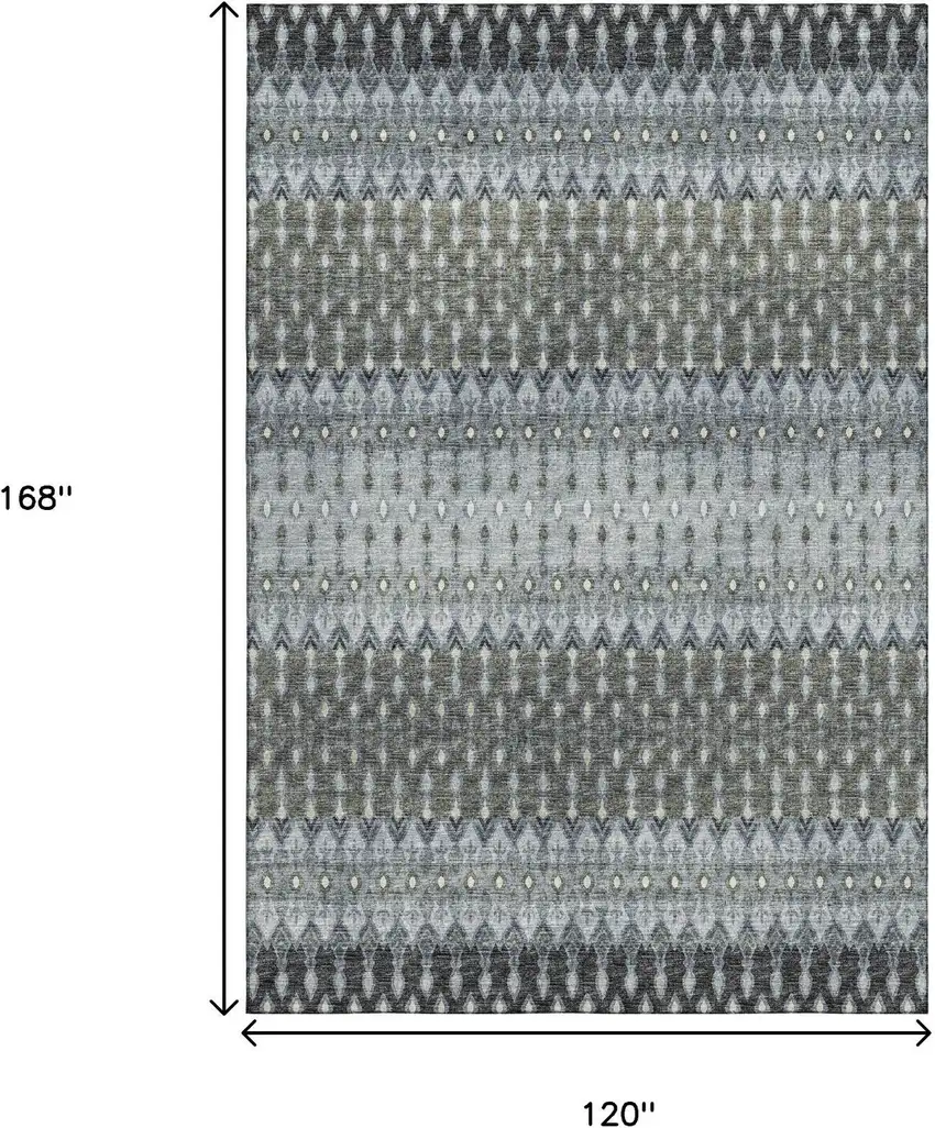 Midnight And Gray Tribal Washable Area Rug With UV Protection Photo 3