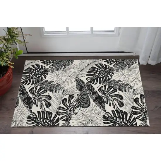 Midnight And Ivory Geometric Washable Area Rug With UV Protection Photo 1
