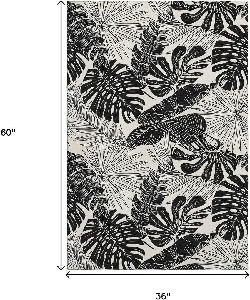 Midnight And Ivory Geometric Washable Area Rug With UV Protection Photo 3