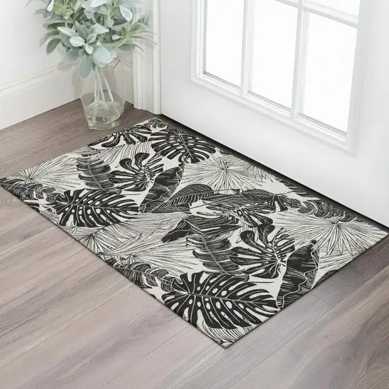 Midnight And Ivory Geometric Washable Area Rug With UV Protection Photo 1