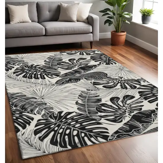 Midnight And Ivory Geometric Washable Area Rug With UV Protection Photo 1