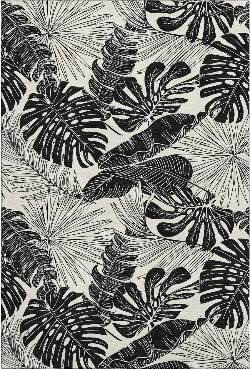 Midnight And Ivory Geometric Washable Area Rug With UV Protection Photo 2