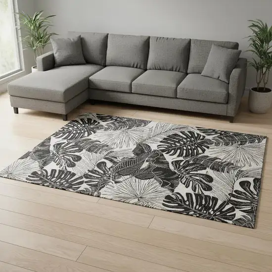 Midnight And Ivory Geometric Washable Area Rug With UV Protection Photo 1