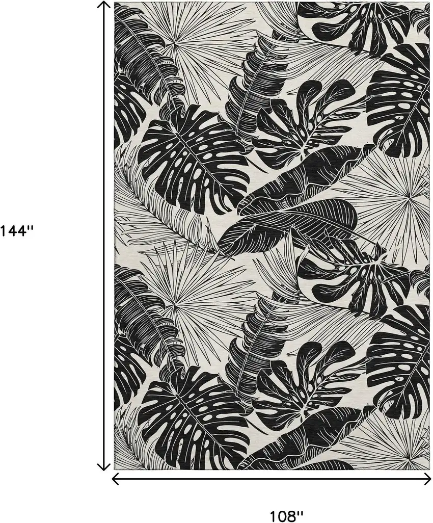 Midnight And Ivory Geometric Washable Area Rug With UV Protection Photo 3