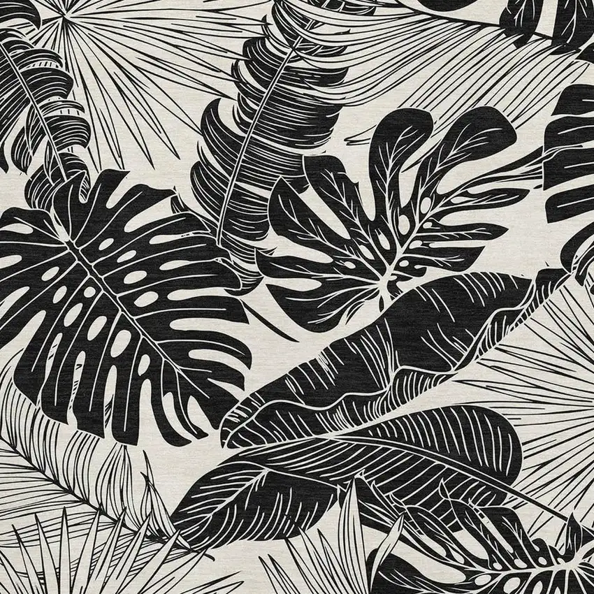 Midnight And Ivory Geometric Washable Area Rug With UV Protection Photo 4