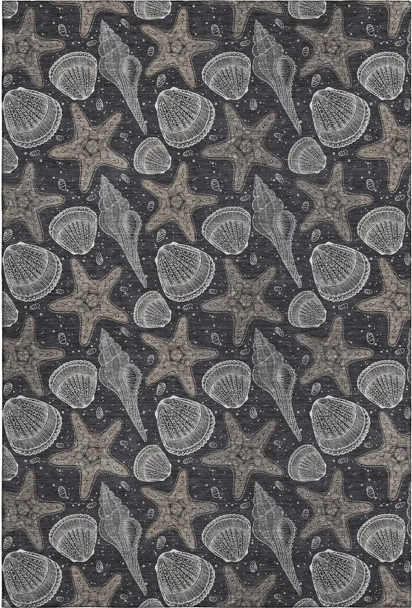 Midnight And Taupe Geometric Washable Area Rug With UV Protection Photo 1