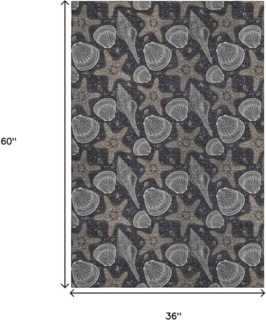 Midnight And Taupe Geometric Washable Area Rug With UV Protection Photo 3