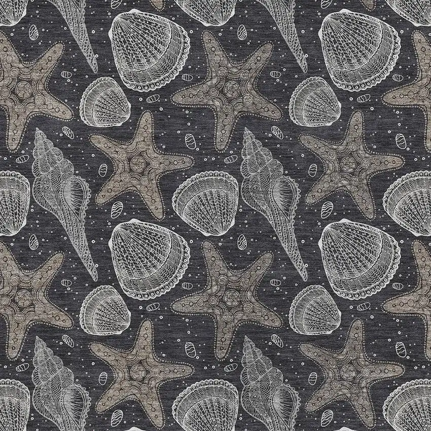 Midnight And Taupe Geometric Washable Area Rug With UV Protection Photo 3