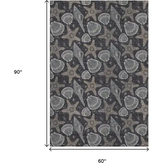 Midnight And Taupe Geometric Washable Area Rug With UV Protection Photo 3