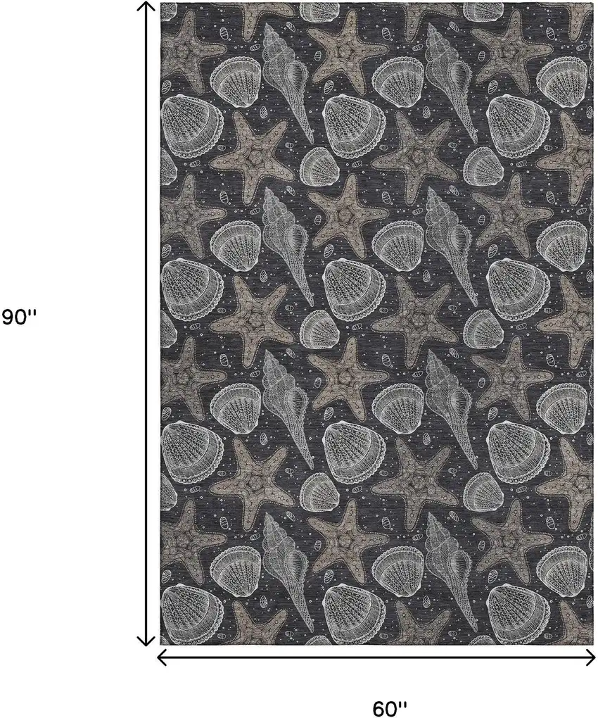 Midnight And Taupe Geometric Washable Area Rug With UV Protection Photo 3