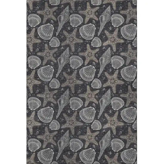 Midnight And Taupe Geometric Washable Area Rug With UV Protection Photo 4