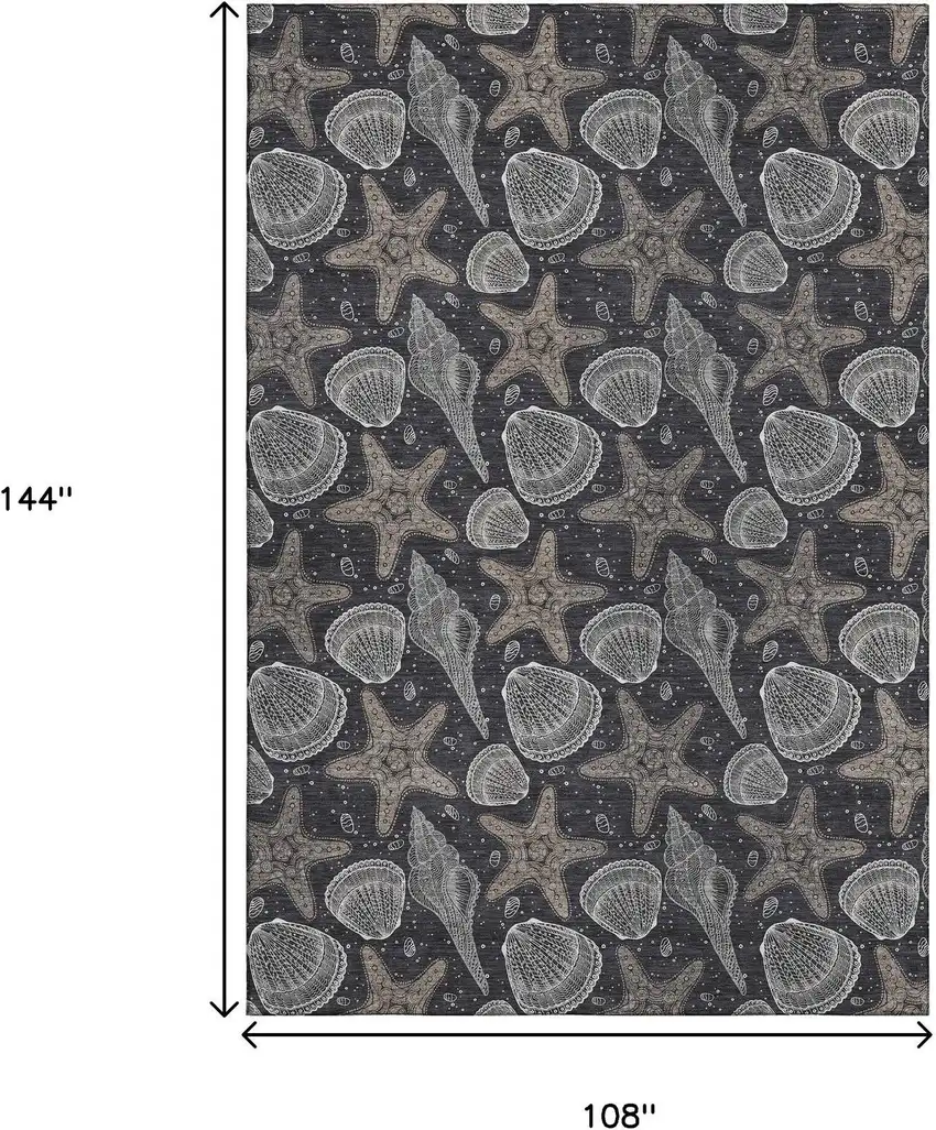 Midnight And Taupe Geometric Washable Area Rug With UV Protection Photo 3