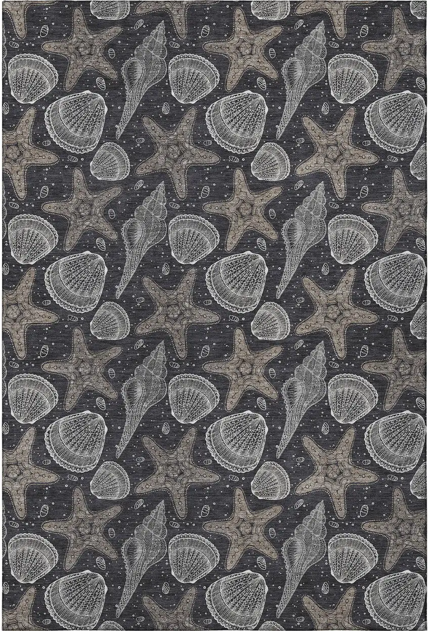 Midnight And Taupe Geometric Washable Area Rug With UV Protection Photo 4