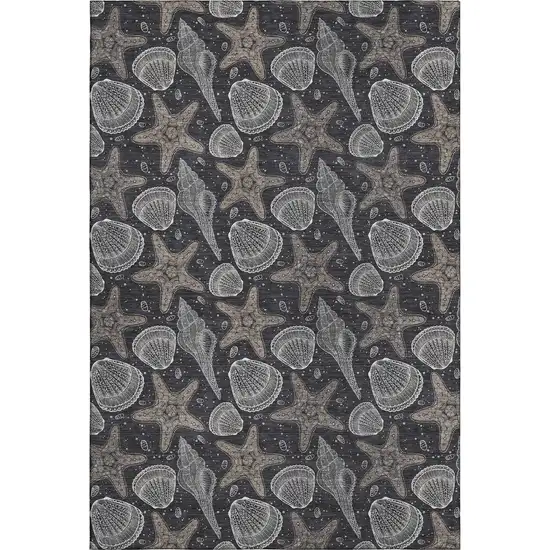 Midnight And Taupe Geometric Washable Area Rug With UV Protection Photo 2