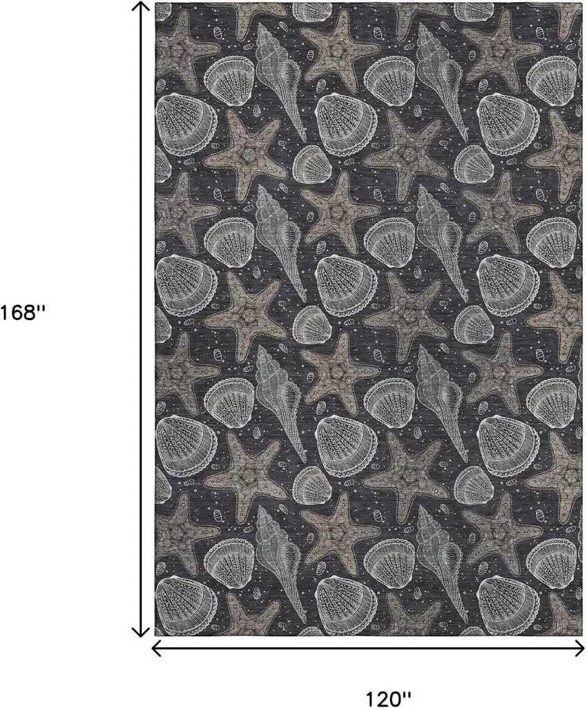 Midnight And Taupe Geometric Washable Area Rug With UV Protection Photo 3