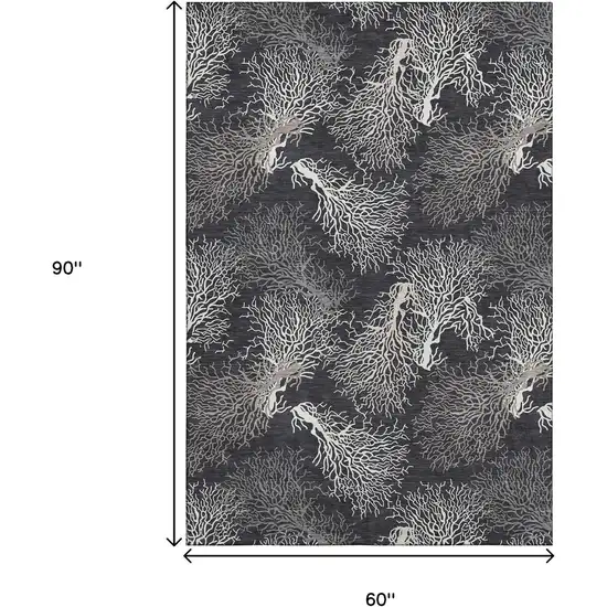 Midnight And White Geometric Washable Area Rug With UV Protection Photo 3