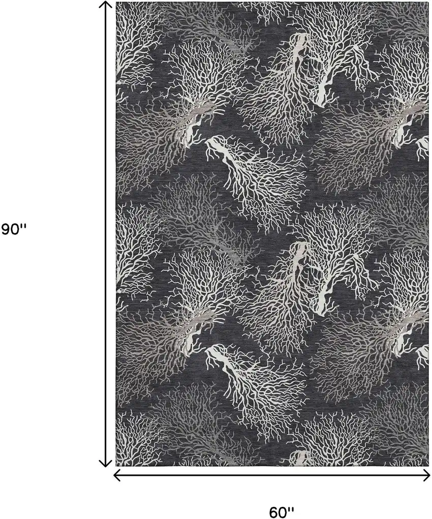 Midnight And White Geometric Washable Area Rug With UV Protection Photo 3