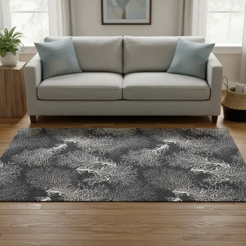 Midnight And White Geometric Washable Area Rug With UV Protection Photo 1