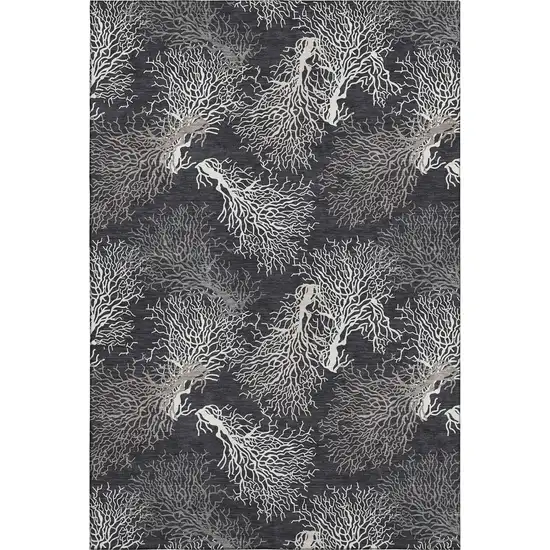 Midnight And White Geometric Washable Area Rug With UV Protection Photo 1