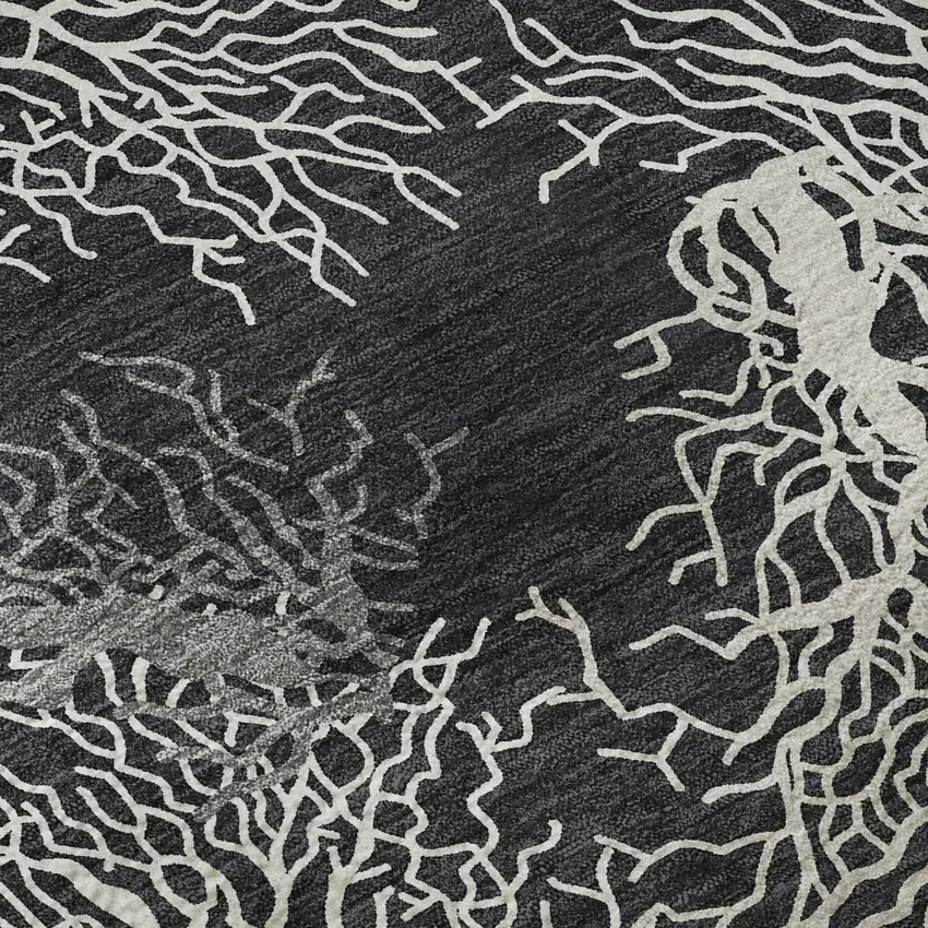 Midnight And White Geometric Washable Area Rug With UV Protection Photo 9