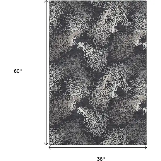 Midnight And White Geometric Washable Area Rug With UV Protection Photo 3