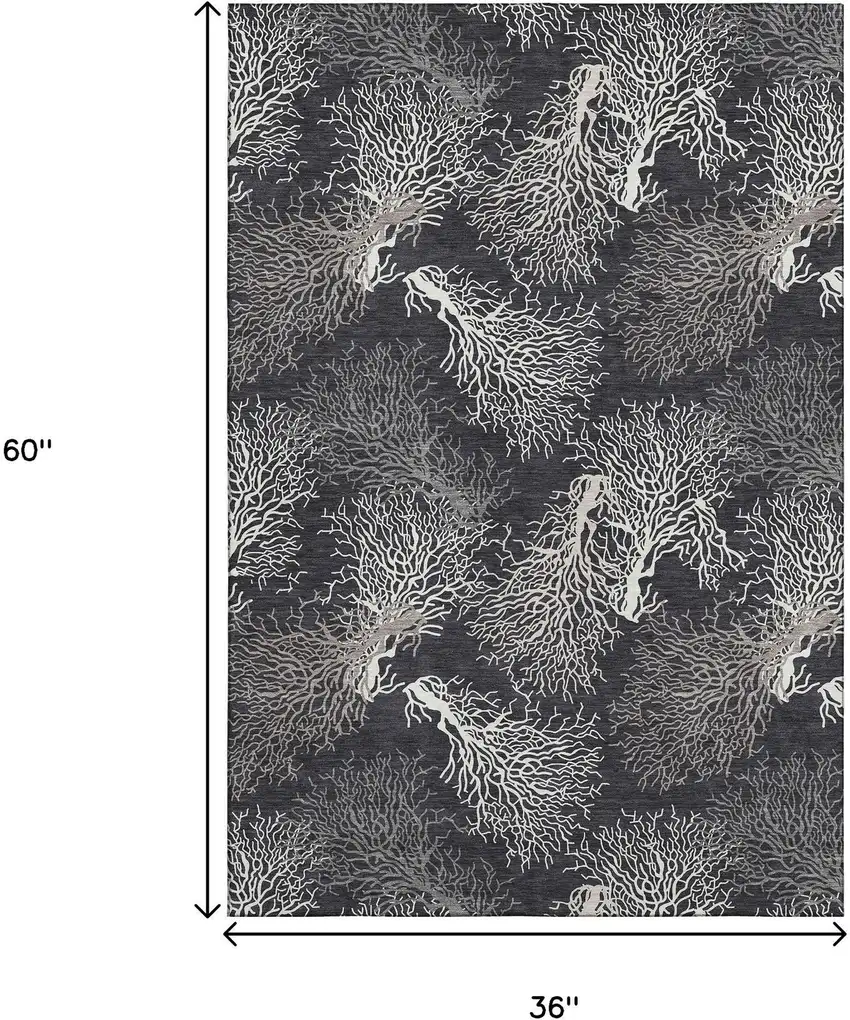 Midnight And White Geometric Washable Area Rug With UV Protection Photo 3