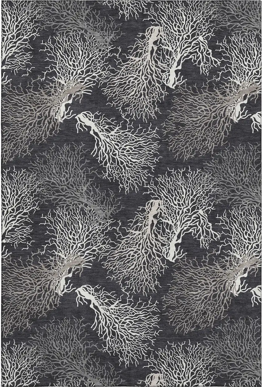 Midnight And White Geometric Washable Area Rug With UV Protection Photo 2