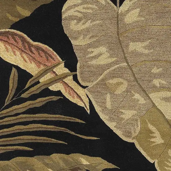 Black Beige And Brown Wool Botanical Leaves Hand Tufted Area Rug Photo 7
