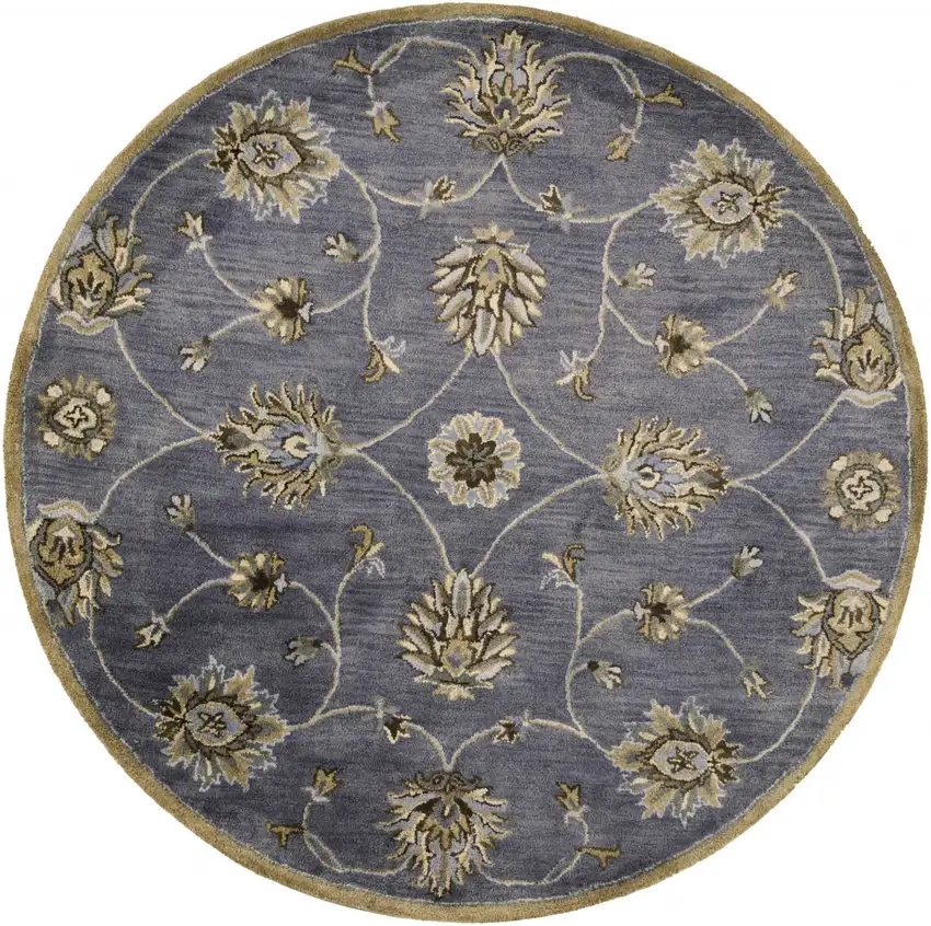 Midnight Blue Hand Tufted Traditional Round Indoor Area Rug Photo 2