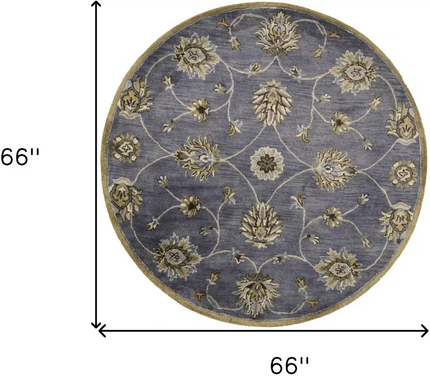 Midnight Blue Hand Tufted Traditional Round Indoor Area Rug Photo 4
