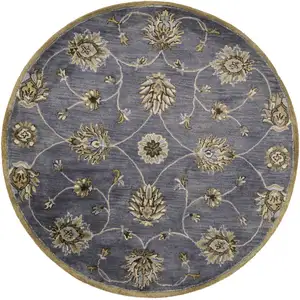 Photo of Midnight Blue Hand Tufted Traditional Round Indoor Area Rug