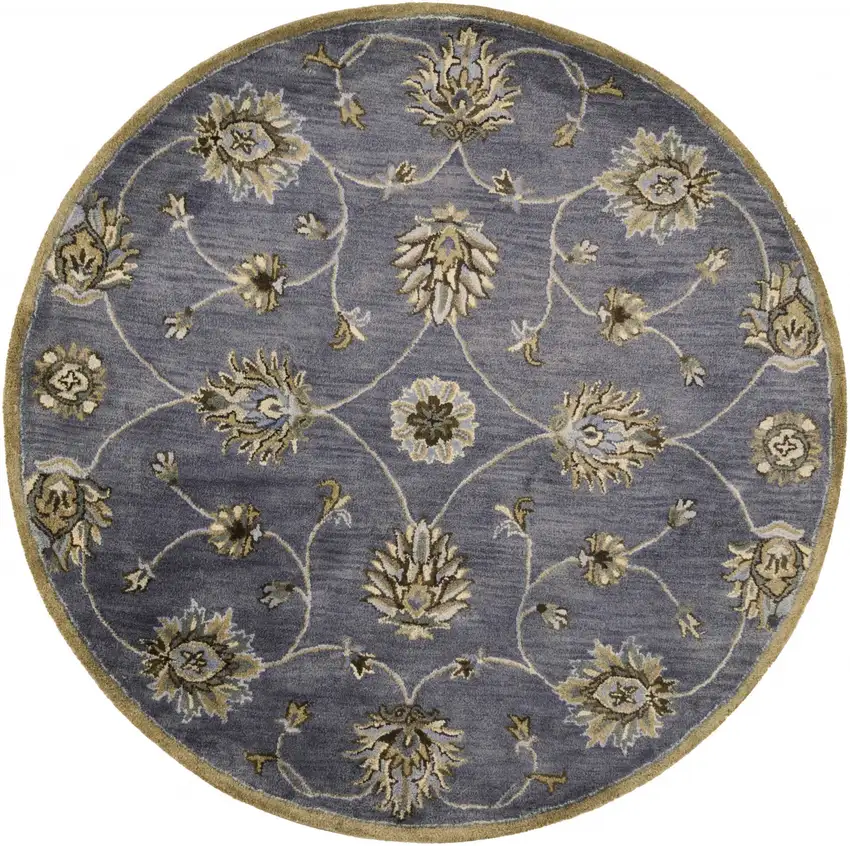 Midnight Blue Hand Tufted Traditional Round Indoor Area Rug Photo 1